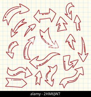 Set of arrows in different directions on white background illustration Stock Vector