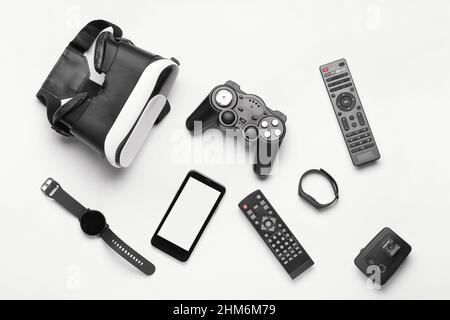 Set of modern gadgets isolated on white background Stock Photo