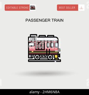 Passenger train Simple vector icon. Stock Vector