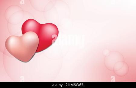 Heart 3d style, two color scheme, banner template with blank space for text Stock Vector