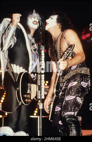 LOS ANGELES, CA - APRIL 07: KISS in Concert at The Forum Circa 1979 in Los Angeles, California. Credit: Jeffrey Mayer / Rock Negatives / MediaPunch Stock Photo