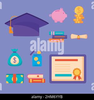 loans scholarship set ten icons Stock Vector