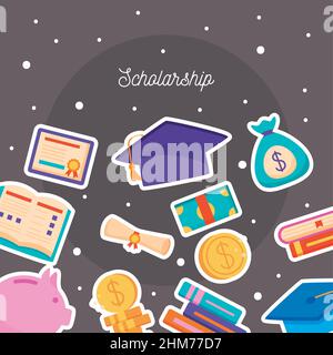 loans scholarship icons pattern background Stock Vector