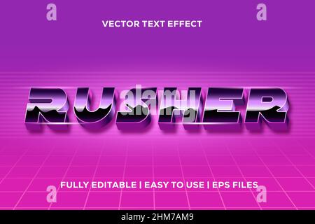 rusher vector text effect in 80's style Stock Vector