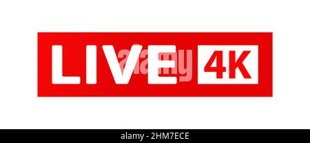 LIVE 4K. A button, icon, or sign for a website, application, and creative design. Stock Vector