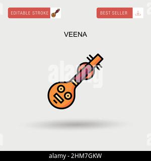 Veena Simple vector icon. Stock Vector