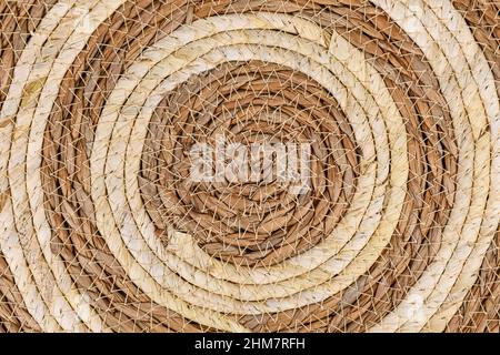 Round weave wicker basket pattern background Stock Photo