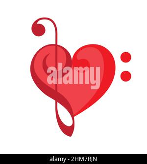 music valentines love heart icon shape symbol vector isolated on white background Stock Vector