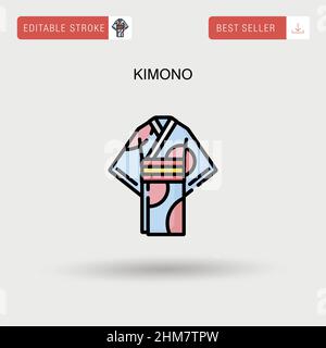 Japanese kimono simple line art logo design Vector Image