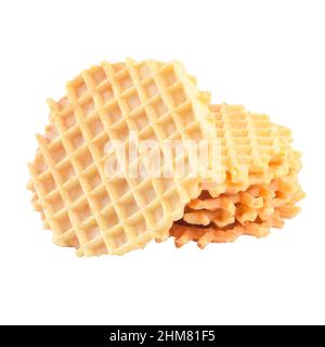 Stack of round waffles isolated on white background Stock Photo