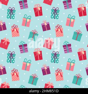 Seamless pattern with gifts, beautiful background with presents, vector illustration Stock Vector