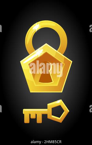 Vector illustration of a pentagonal shape lock key. Stock Vector