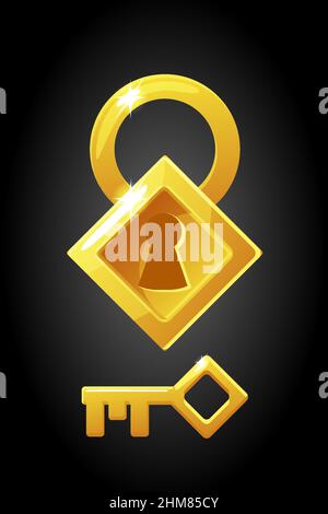 Vector illustration of a rhombus shape key and lock. Stock Vector