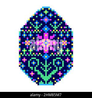 Easter egg in pixel art style Stock Vector