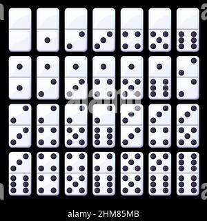Vector set of isolated black and white classic dominoes. Stock Vector