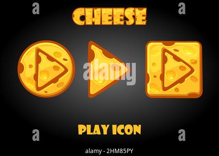 Vector cheese buttons play for the game. Stock Vector