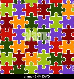 Vector background seamless pattern of multicolored puzzles. Stock Vector