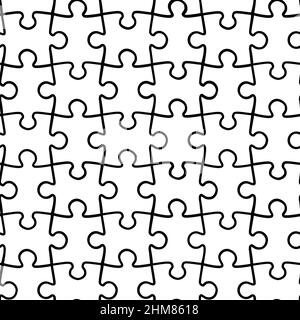 Vector simple seamless pattern of black and white puzzles. Stock Vector