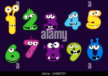 Premium Vector  Cute monster numbers one two three four five six seven  eight nine and zero funny kid decorative digit elements