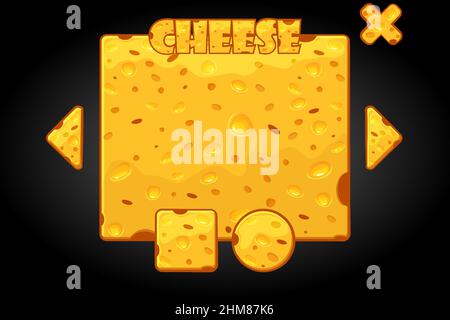 Vector illustration of cheese banner and buttons. Stock Vector
