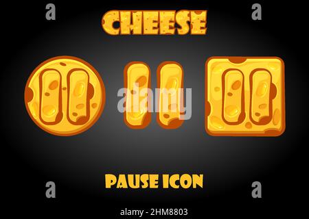 Vector set of cheese pause buttons for menu. Stock Vector