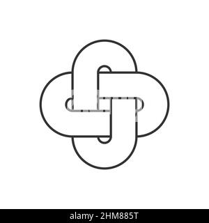 Simple Solomon's knot. Ancient celtic knot icon. Interlaced loops as a symbol of eternity. Decorative endless intertwined motif. Infinity idea. Vector Stock Vector