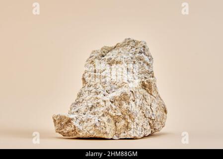 Natural granit stone on beige background, minimal product podium Stock Photo