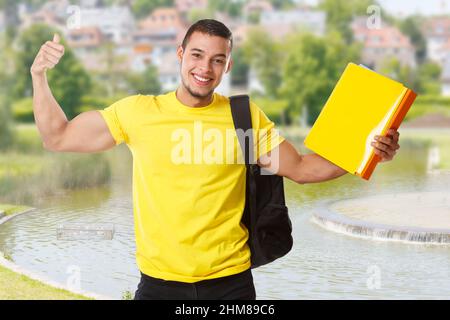 Student success successful strong power people education outdoor town outside Stock Photo