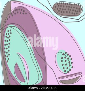 Drawn colorful abstract shapes. Doodle curve objects, wavy lines, dots. Modern trendy pattern background for print, banner, magazine, booklet, poster, Stock Vector