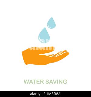 Water Saving flat icon. Colored element sign from clean energy collection. Flat Water Saving icon sign for web design, infographics and more. Stock Vector