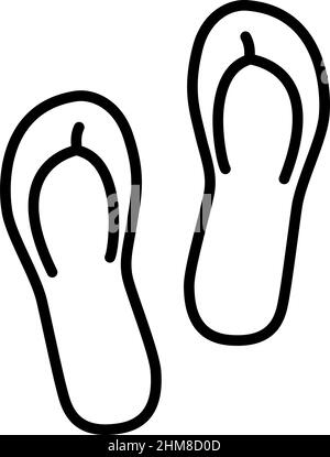 Flip flops line icon on white background, vector illustration Stock Vector