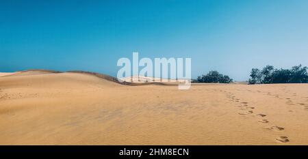 Reddish sand dunes on the island of Gran Canaria. Stock Photo