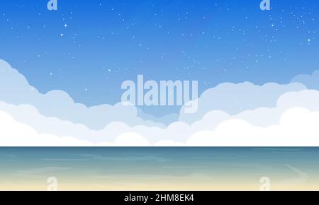 Starry sky and sea Stock Vector
