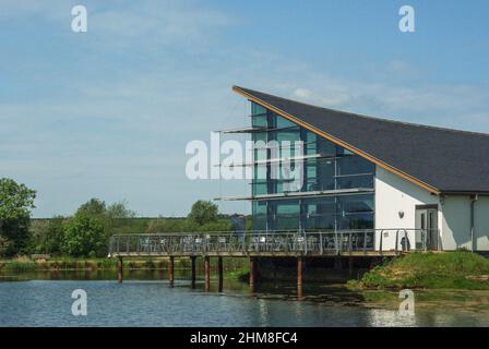 The Visitor Centre at Stanwick Lakes, a countryside attraction and nature reserve, Northamptonshire, UK Stock Photo