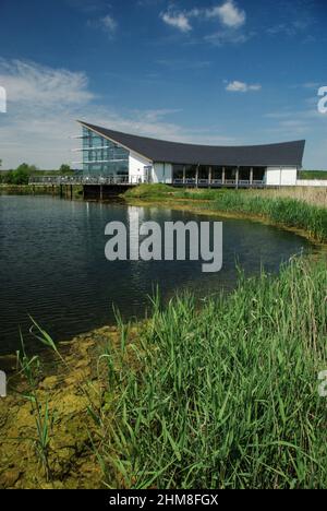 The Visitor Centre at Stanwick Lakes, a countryside attraction and nature reserve, Northamptonshire, UK Stock Photo