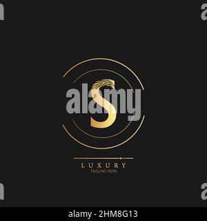Initial S letter luxury beauty flourishes ornament monogram logo Stock Vector
