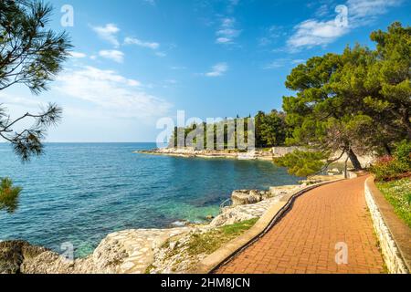 Blue lagoon sea bay in Porec, Croatia - Istria, Europe. Stock Photo