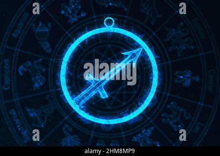 3d rendering  sagittarius Zodiac Sign. Abstract night sky background Stock Photo