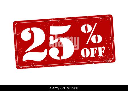25 percent off discount - shopping deal rubber stamp. Vector stamp illustration. Stock Vector