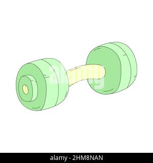 Cartoon dumbbell for fitness training. Colorful vector illustration isolated on white background. Symbol of workout Stock Vector