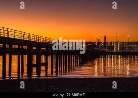 Golden hour sunset over the Itchen River, Southampton, Hampshire, England, UK Stock Photo