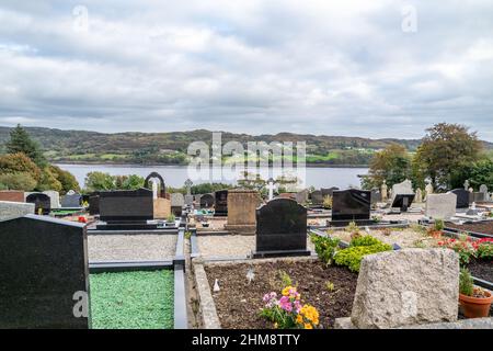 Cemetry with Atlantic view in Killybegs, County Donegal - Ireland. Stock Photo