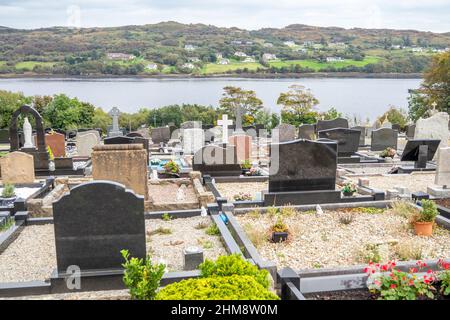 Cemetry with Atlantic view in Killybegs, County Donegal - Ireland. Stock Photo