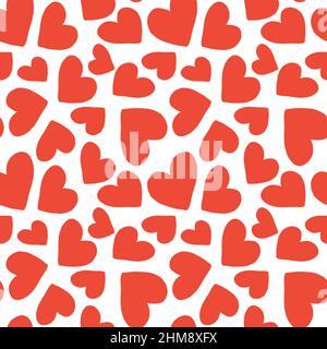 Red hearts seamless pattern, Romantic textile ornament, Love background, Valentines day print, Wrapping paper design, Scrapbooking paper Stock Photo