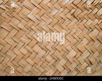 Pattern of woven seagrass basket. Abstract background - natural rattan or sea grass. Minimalistic simple beige rustic and natural pattern background Stock Photo
