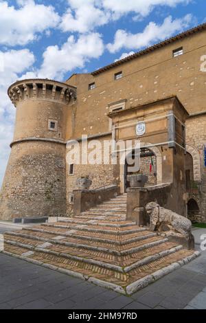 Piazza Bartolomeo d’Alviano square, Medieval castle Doria Pamphili, 15th century, Alviano, Umbria, Italy, Europe Stock Photo