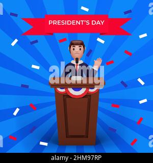 3d rendering of presidents day Stock Photo
