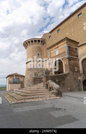 Bartolomeo d’Alviano square, Medieval castle Doria Pamphili, 15th century, Alviano, Umbria, Italy, Europe Stock Photo