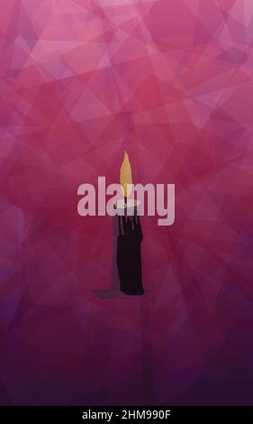 Single purple candle, symbolic of Tenebrae or candle light service. Also know as the Service of Shadows. Tall format. Wide format. Stock Vector