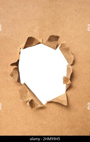 teared brown paper as background and graphic element Stock Photo